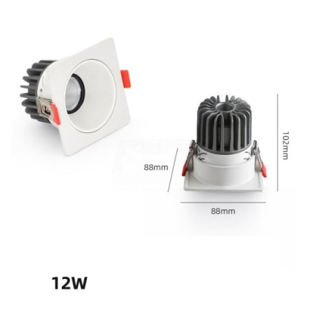 (image for) 12W HOME LIVING ROOM AISLE EMBEDDED LED SPOTLIGHT ANTI-GLARE CEILING LIGHT WITHOUT MAIN LIGHT SQUARE SINGLE HEAD LIGHT