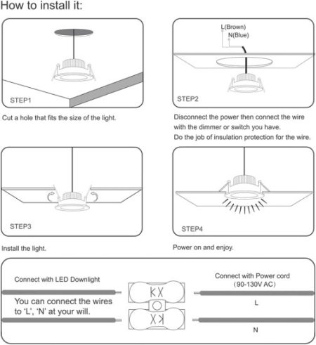 (image for) 3W LED RECESSED LIGHTING DIMMABLE DOWNLIGHT, CRI80, LED CEILING LIGHT WITH LED DRIVER