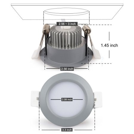 (image for) 5W LED RECESSED LIGHTING DIMMABLE GREY DOWNLIGHT, CRI80, LED CEILING LIGHT WITH LED DRIVER