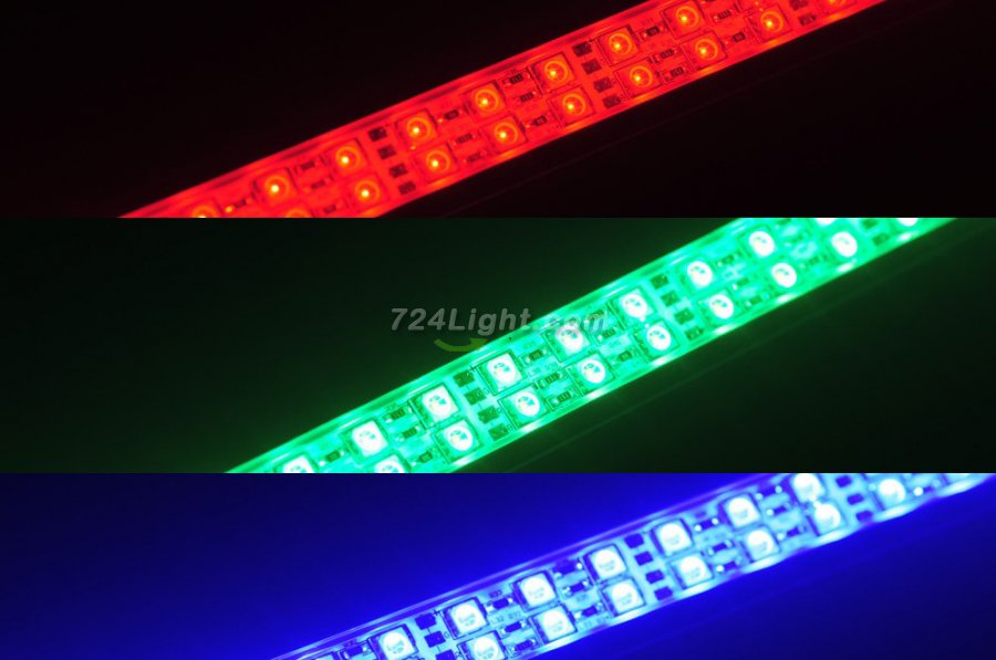 Black Double Row 1.2Meter 48inch 12V Superbright Waterproof 5050 RGB Color Changing LED Rigid Strip Bar 168LEDs