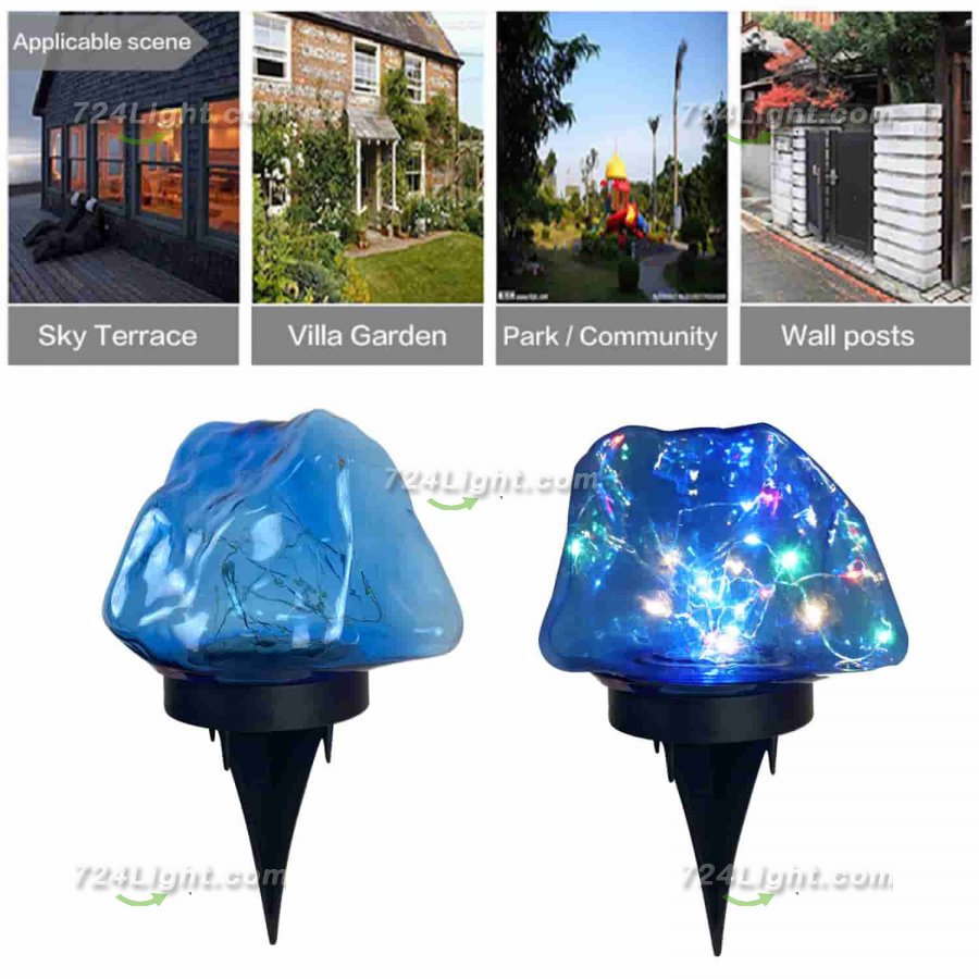 Solar Colorful Stone Lights, Outdoor Floor Plug Lights For Lawn Garden Park Decorative LED Lights