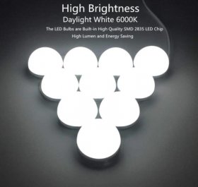 Hollywood Style LED Vanity Mirror Lights Kit with 10 Dimmable Medium Size Light Bulbs, Perfect for Makeup Vanity Table Set in Dressing Room