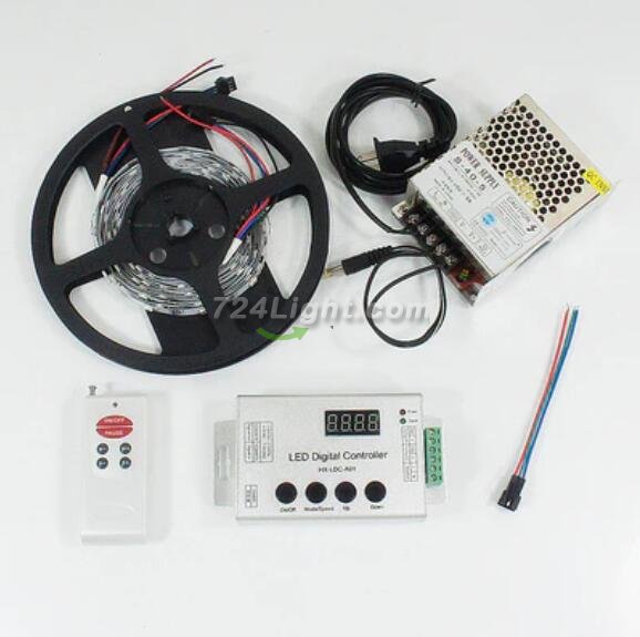DC 5V SK6812 Individually Addressable LED Strip Light, 16.4FT/5M 5050 RGB Pixel LED Strip Kit with 150LEDs