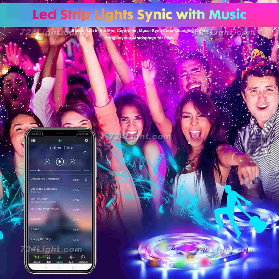 100ft LED Strip Lights (2 Rolls of 50ft) RGB Music Sync Color Changing, Led Lights with Smart App Control Remote Led Lights For Bedroom Lighting Flexible Home Decoration