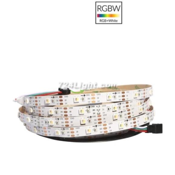 DC 5V SK6812 Individually Addressable LED Strip Light 5050 RGBW 16.4 Feet (500cm) 30LED/Meter LED Pixel Flexible Tape White PCB