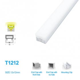 1M/5M/10M/20M Pack of T1212 3 Sides Postive Lighting Flexible LED Neon Light Housing Kit with End Caps and Mounting Clips Fit for 8mm Wide LED Strip
