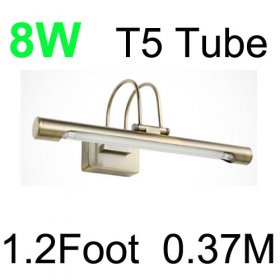 Retro Bronze 8W Led Bathroom Mirror Light 1.2Foot 0.37M T5 Tube Lights With 85-265V Waterproof Driver Mirror Front Lights