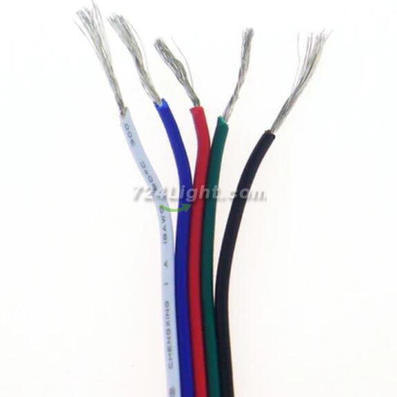 22Guage RGBW RGBWW LED Strip Extension Cable 5pin 5Color Stand Wire Bonded Flat Cable for SMD5050 RGBW RGBWW Color
