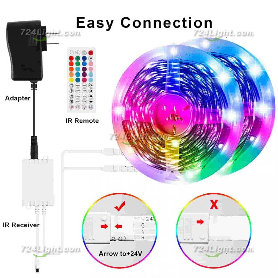 LED Strip Lights 32.8ft Color Changing 5050 RGB Led Lights for Bedroom,Built-in Mic,Led Lights With App Control and IR Remote For Home Decoration