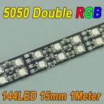 Black Double Row 39.3inch 5050 RGB Rigid LED Strips 144LED 1Meter 12V DC Aluminium Rigid Strip Light
