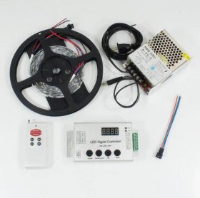 DC 5V SK6812 Individually Addressable LED Strip Light, 16.4FT/5M 5050 RGB Pixel LED Strip Kit with 150LEDs