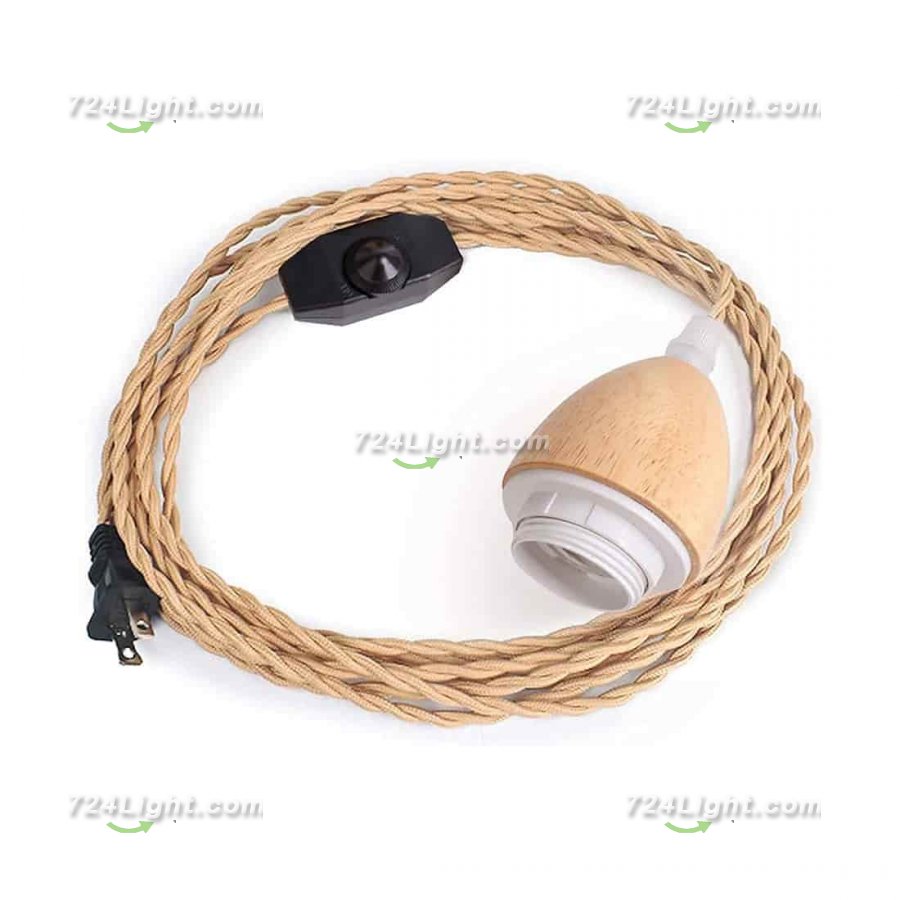 9.8FT Vintage Nylon Socket Pendant Light Cord, semicircle Pendant Light Kit with Dimmable Switch