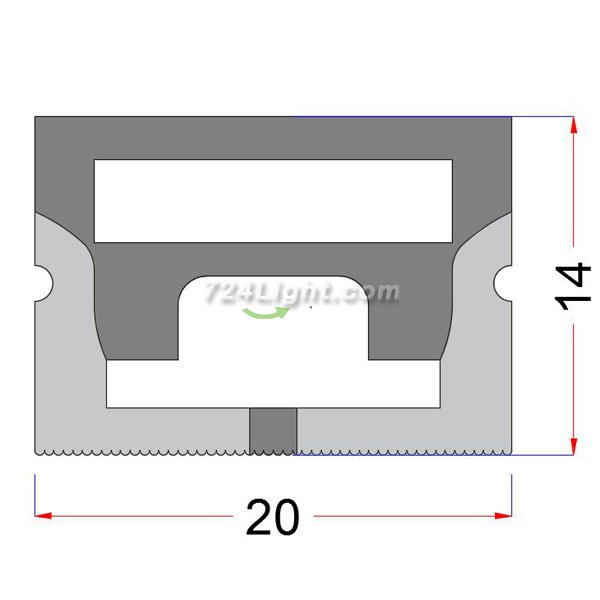 LED Neon Strip 1 meter(39.4 inch) 14x20mm Suit For 10mm 5050 2835 Flexible Light LED Light Silicone Channe Waterproof IP67