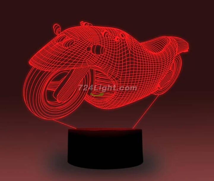 Transportation Images 3D Illusion LED Night Light w/ 16 Colors Remote Touch Switch Adjustable Brightness for Kids Bedroom Decoration