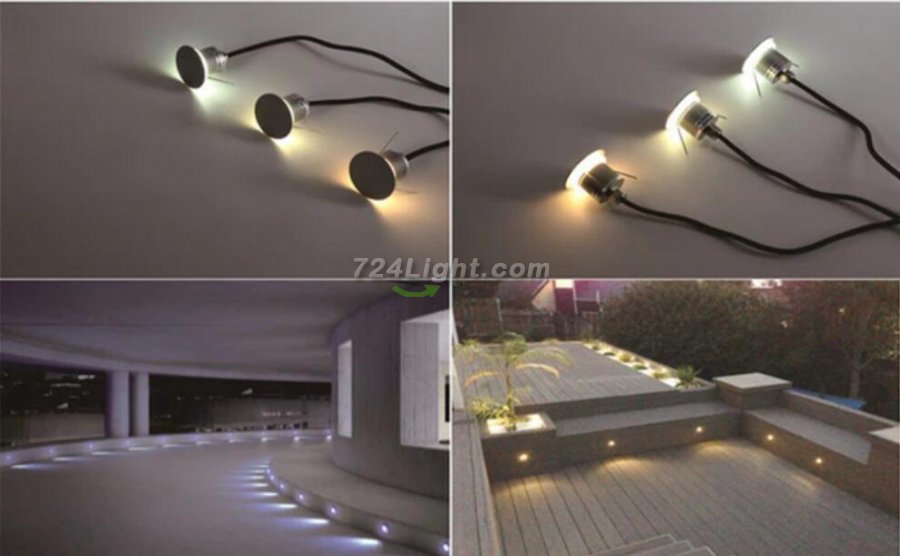 8PCS Pack 1W 12-24V DC IP67 Outdoor Moonlight LED Deck Light LED Corner Light for Corridor Steps