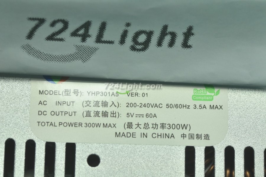 300 Watt LED Power Supply 5V 60A LED Power Supplies AC 200 - 240V For LED Strips LED Light