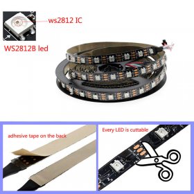 WS2812B SYMPHONY LED LIGHT STRIP 5V 60LIGHTS FULL COLOR LIGHT BAR 5050 LIGHT BEADS BUILT-IN IC COLORFUL SINGLE POINT SINGLE CONTROL FIEXIBLE LIGHT BAR