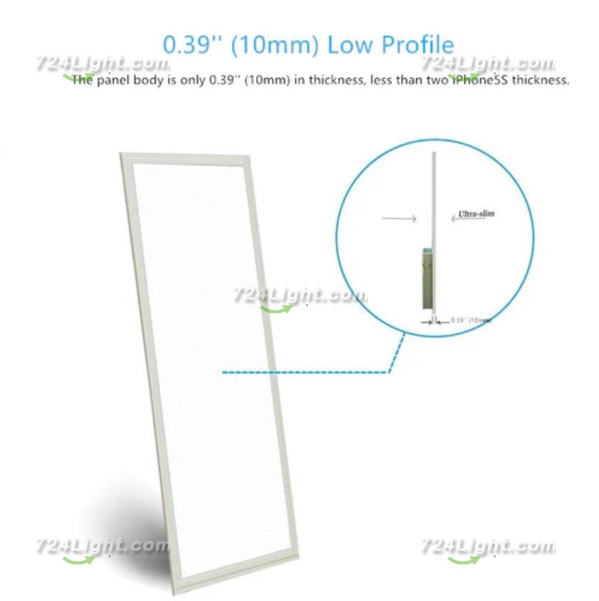 1'x4' (295x1195mm) 40W LED Panel Light in 0.39'' (10mm) White Trim Flat Sheet Panel Lighting Board Super Bright Ultra Thin Glare-Free