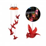 Red Bird Solar Wind Chime, Outdoor Waterproof Solar Mobile Hanging Garden Light for Garden, Window, Yard, Birthday Party Decoration