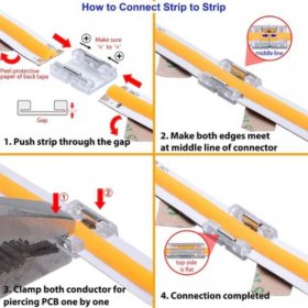 10PCS PACK COB LED Strip Connectors Solderless Snap Down 2 Conductors Connectors for 8mm 10mm Wide COB Flex LED Strips
