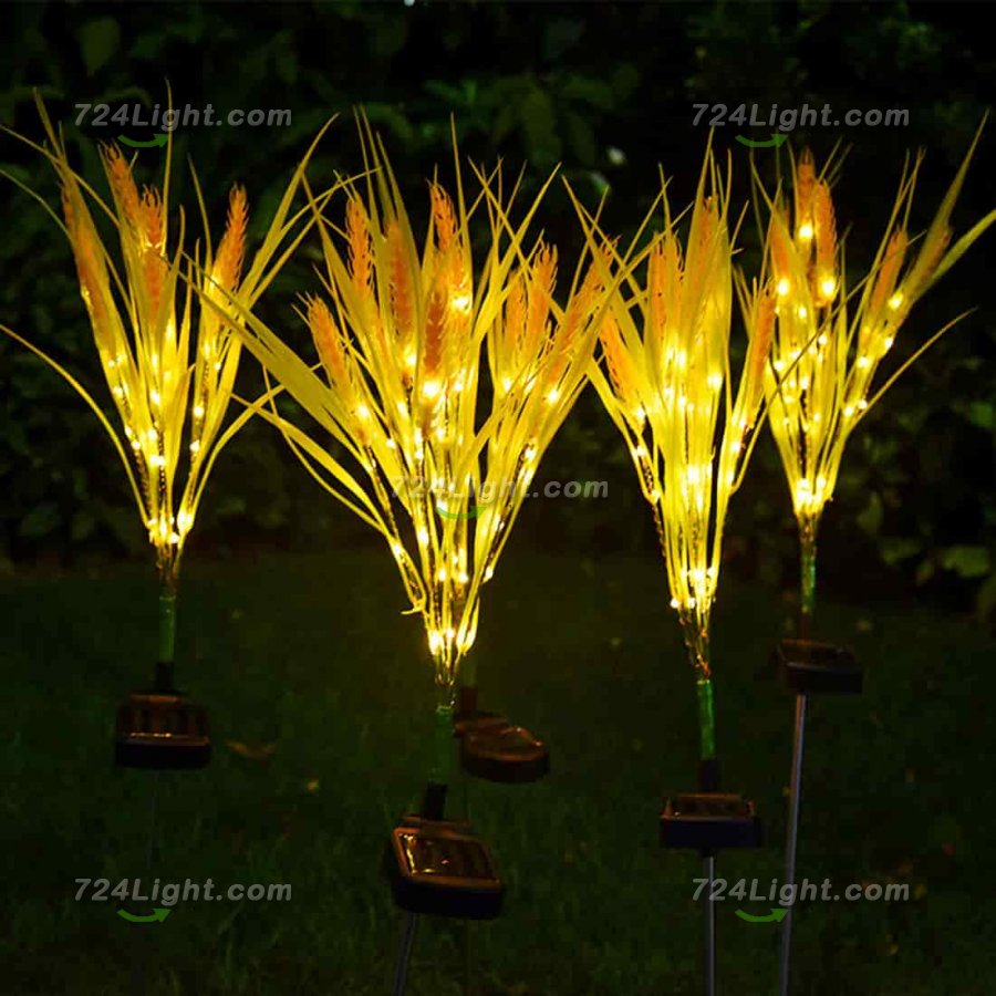 Solar Flowers Lights, IP65 Waterproof Wheat Ear Solar Garden Stake Lights for Patio, Lawn, Yard, Pathway Decoration (2 Pack)