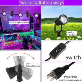 2Pack Black Light 12W AC85-265V IP66 Waterproof UV 385-400nm Purple Led Lights Lawn Light Spotlight for Stage Lighting Glow Party Room Fluorescent All Hallows' Day