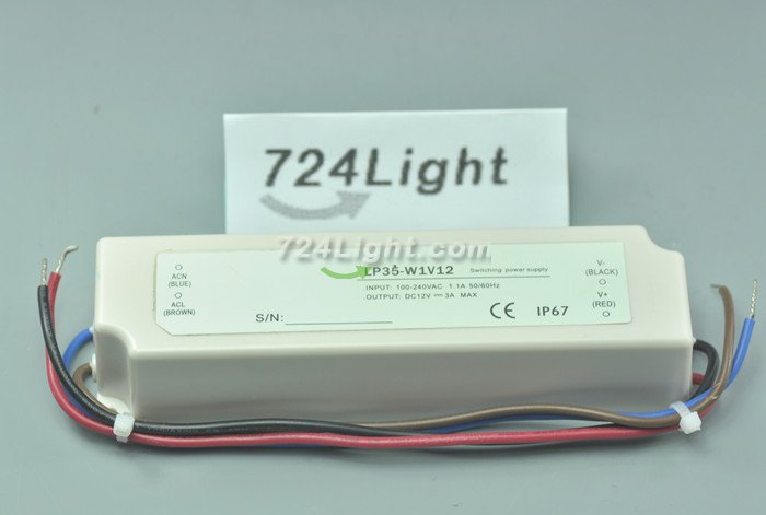 35 Watt LED Power Supply 12V 3A LED Power Supplies Waterproof IP67 For LED Strips LED Light