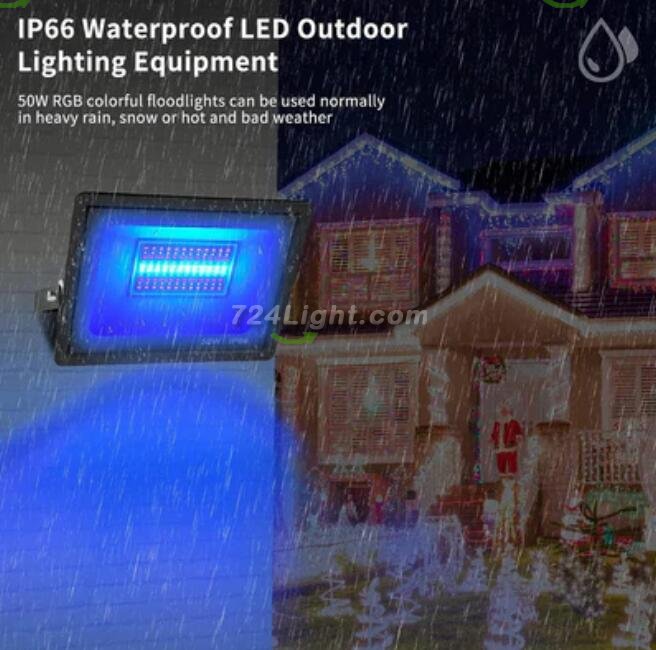 2 Pack 50W RGBCW Outdoor LED Floodlight WiFi Bluetooth RGBCW 2700K-6500K & 16 Million Colors, LED Landscape Lights, IP66 Waterproof