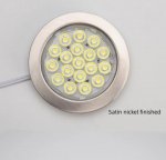 4pcs Pack Round LED Under Cabinet Lighting Stainless Steel LED Puck Light 2W 12VDC, 3 Switches Optional Controllable Puck Light for Motorhome, Caravan, Truck, Kitchen, Wine Cabinet, Wardrobe
