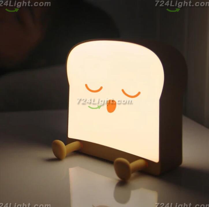 Meme Toast Bread LED Night Light Rechargeable Desk lamp with Timer for Baby Girls Boys