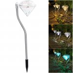 Outdoor Solar Diamond Lights, 2 Pack Solar Lawn Lights for Garden Terraces, Flowerbeds, Lawn Paths