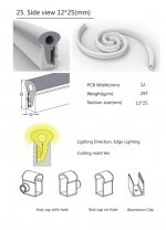 1M/5M/10M/20M Pack of T1225 LED Neon Light Housing Kit with End Caps and Mounting Clips, Flexible Neon Channel Fit for 12mm Wide LED Strip Lights
