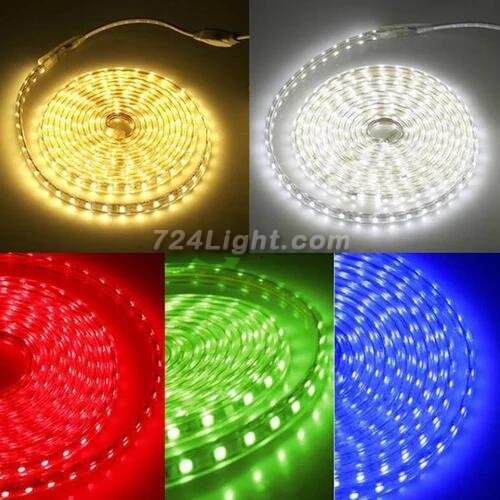 AC 110V 220V SMD5050 High Voltage Flat Strip Light 60 LEDs Per Meter 12mm Width with Wall Outlet Power Plug
