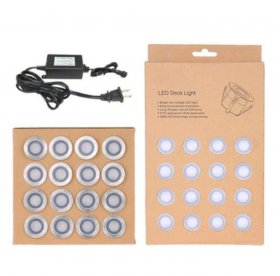 16 Pack Outdoor Recessed LED Deck Lights Kits IP67 Waterproof Inground LED Step Lights Kit for Garden, Yard, Steps, Bath Room and Kitchen