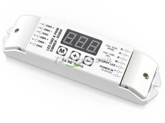 BC-832 Constant Voltage DC 12V-24V 2CH DMX512 Decoder for Dual White Color Temperature Adjustable LED Light Strips