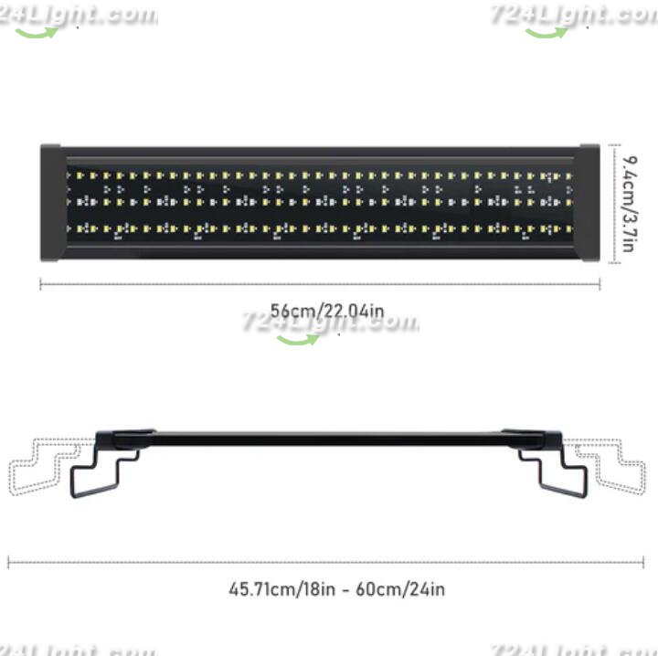 Aquarium LED Light for Freshwater Fish Tank w/ Extendable Bracket, White Blue LED
