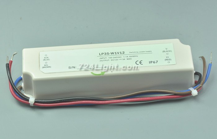 35 Watt LED Power Supply 12V 3A LED Power Supplies Waterproof IP67 For LED Strips LED Light