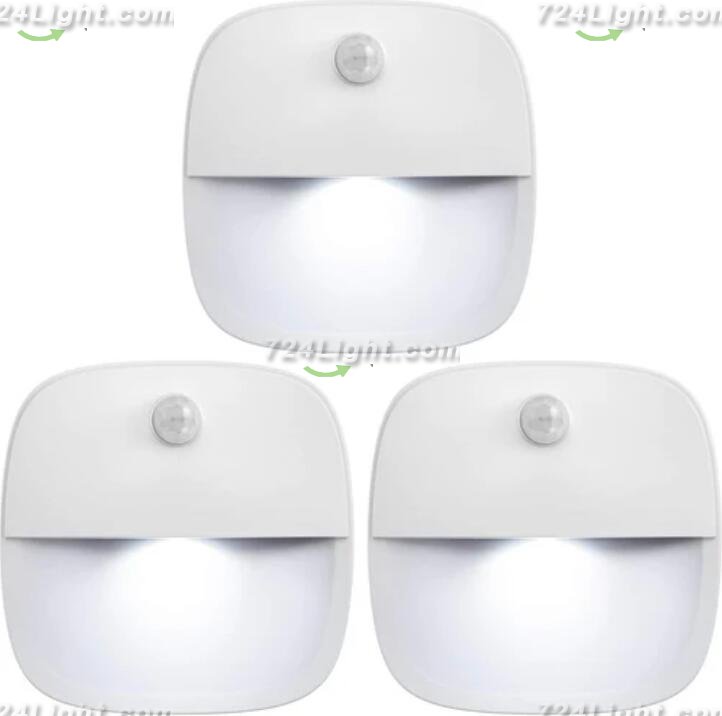 3 Pack LED Motion Sensor Light, Cordless Battery-Powered LED Night Light, Wall Light, Closet Lights, Safe Lights for Stairs, Hallway, Bathroom, Kitchen, Cabinet (White)