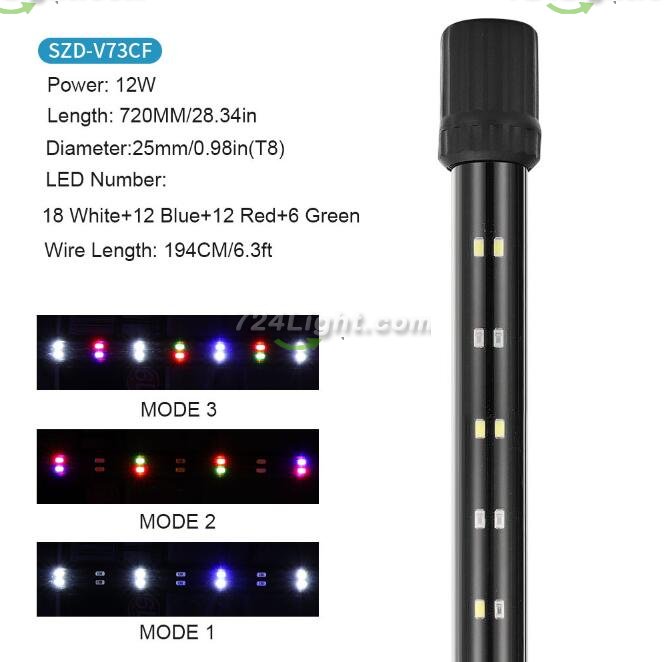 Aquarium LED Light Waterproof Fish Tank Light with Switching Colors Fish Tank Background Light Multi-Colored Tube Light for Decoration