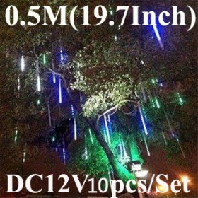 0.5M Meteor Shower Rain Tubes Christmas Decorative String Light Led Lamp DC 12V Holiday Light 10pcs/Set