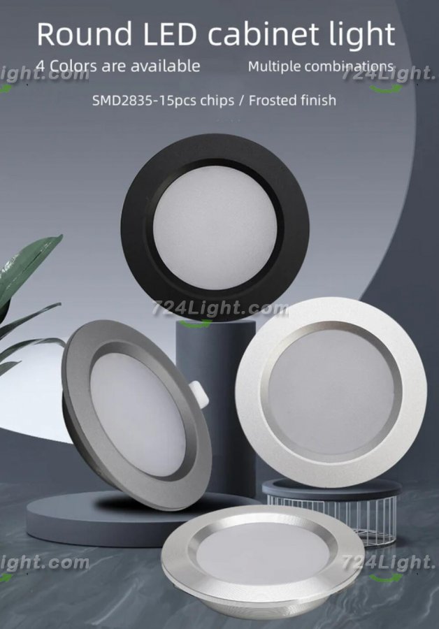 4pcs Pack LED Under Cabinet Lighting 2.5W 12VDC Ultra Thin, 3 Switches are Available Controllable Puck Light for Motorhome, Caravan, Truck, Kitchen, Wine Cabinet, Wardrobe