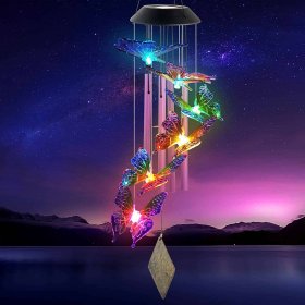 Solar Wind Chimes, Butterfly Solar Wind Chimes Outdoor Decorative Lights For Patio Garden Window Holiday Gifts