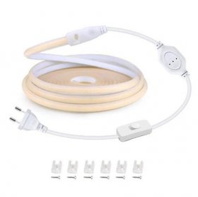 32.8Feet 110V AC / 220V AC Spotless FCOB LED Flexible Strip Light, IP65 Waterproof High Brightness with Inline Switch