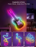 RGB Dream Color LED NEON Strip Light Kit in 16.4FT with 300LEDs Lighting Kit with APP Controlled Sound Active function Wireless Remote Control