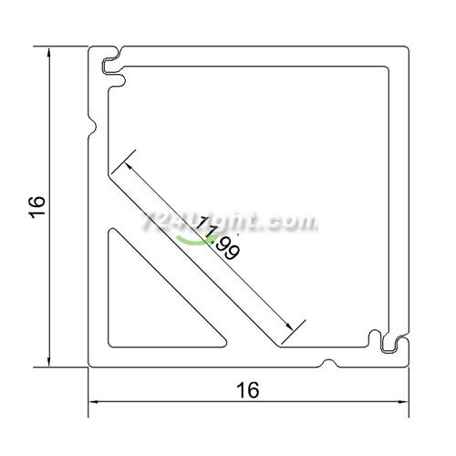 2 meter 78.7" LED U Rectangle Aluminium Channel PB-AP-GL-005 16 mm(H) x 16 mm(W) For Max Recessed 10mm Strip Light LED Profile