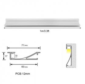 2 Pack L7117 Big Aluminum Extrusion Channel for Recessed Mounting for Ceiling or Wall