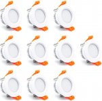 10 Pack 3W Dimmable Antifog LED Downlight CRI80 Flat Diffuser Ceiling Light -2-3/8'' Cutout