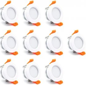 10 Pack 3W Dimmable Antifog LED Downlight CRI80 Flat Diffuser Ceiling Light -2-3/8'' Cutout