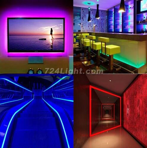 Multi-colors FCOB LED Strip 16.4FT/5M Dot Free 840LEDs/M 14W/M 24V RGB LED Light Tape