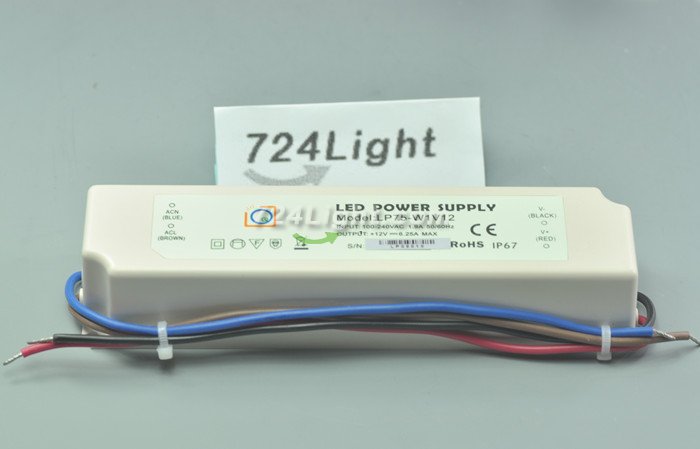 75 Watt LED Power Supply 12V 6.25A LED Power Supplies Waterproof IP67 For LED Strips LED Light